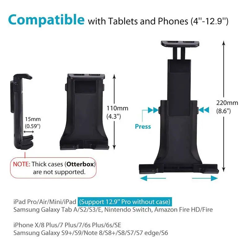 Support tablette voiture ventouse bras long