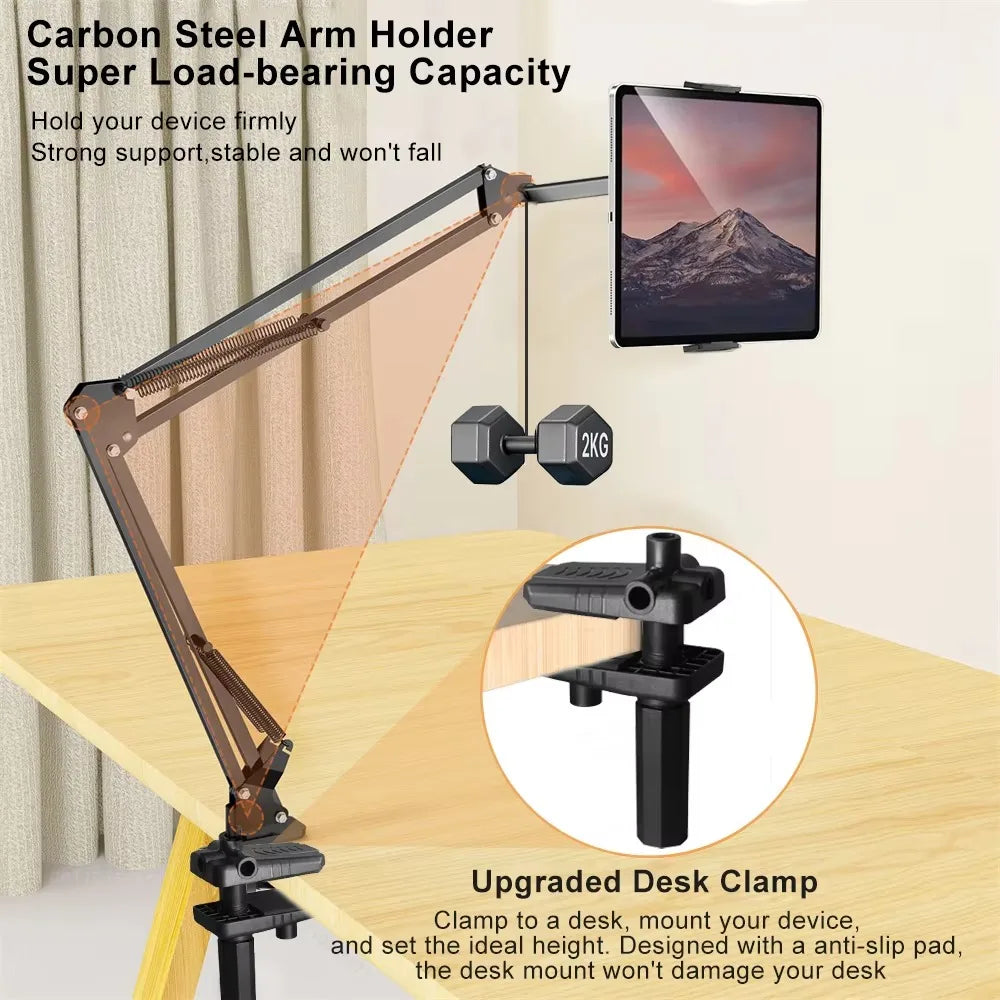 Support tablette lit bras métallique long