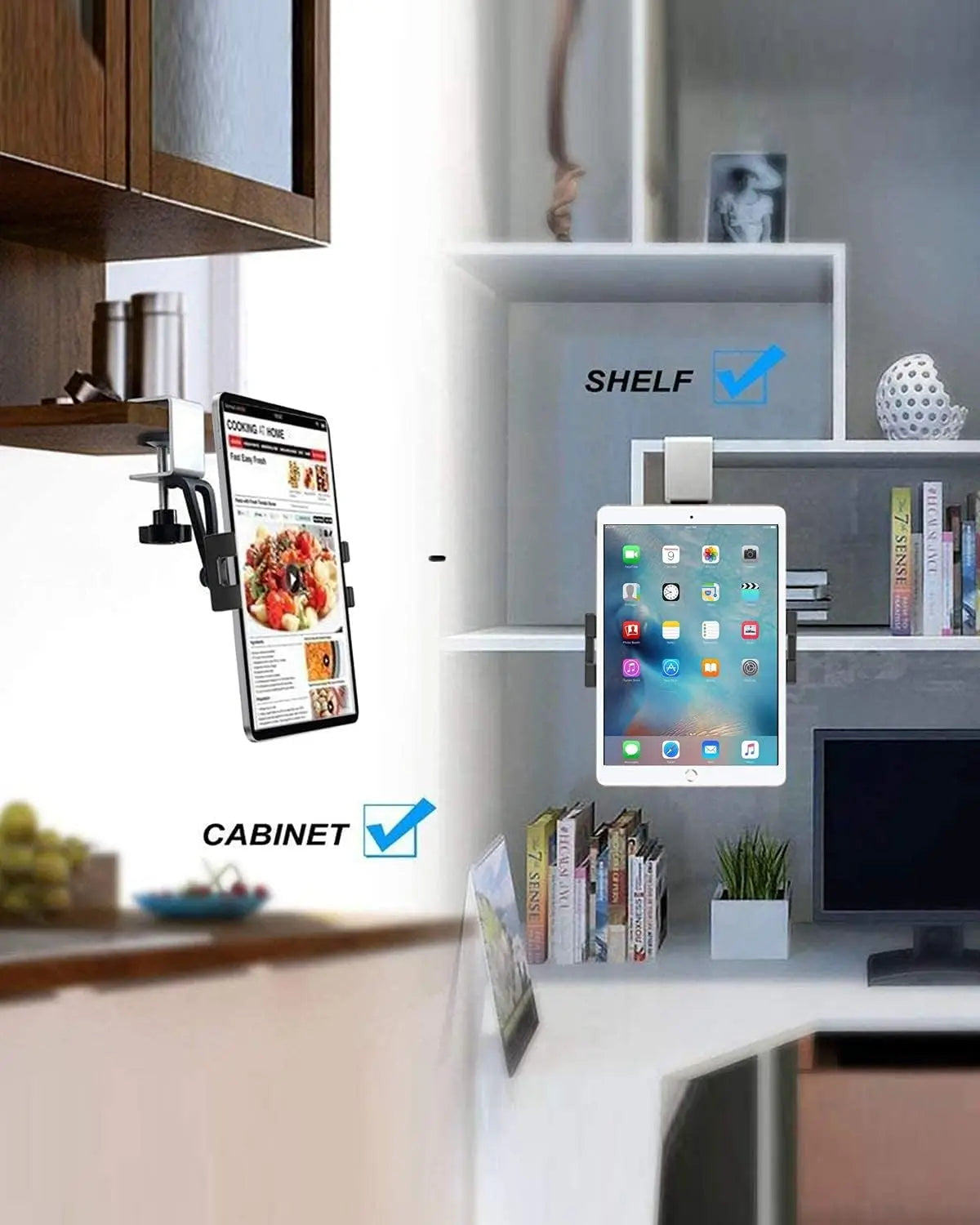Support tablette cuisine à pince aluminium