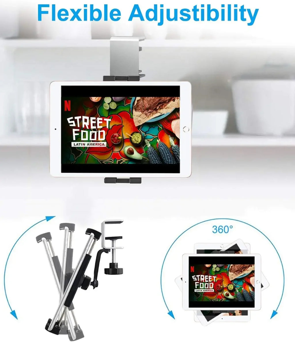 Support tablette cuisine à pince aluminium