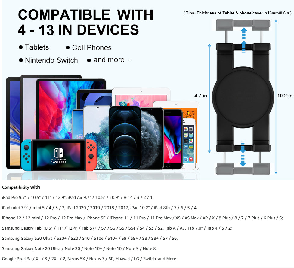 Support tablette cuisine à pince aluminium