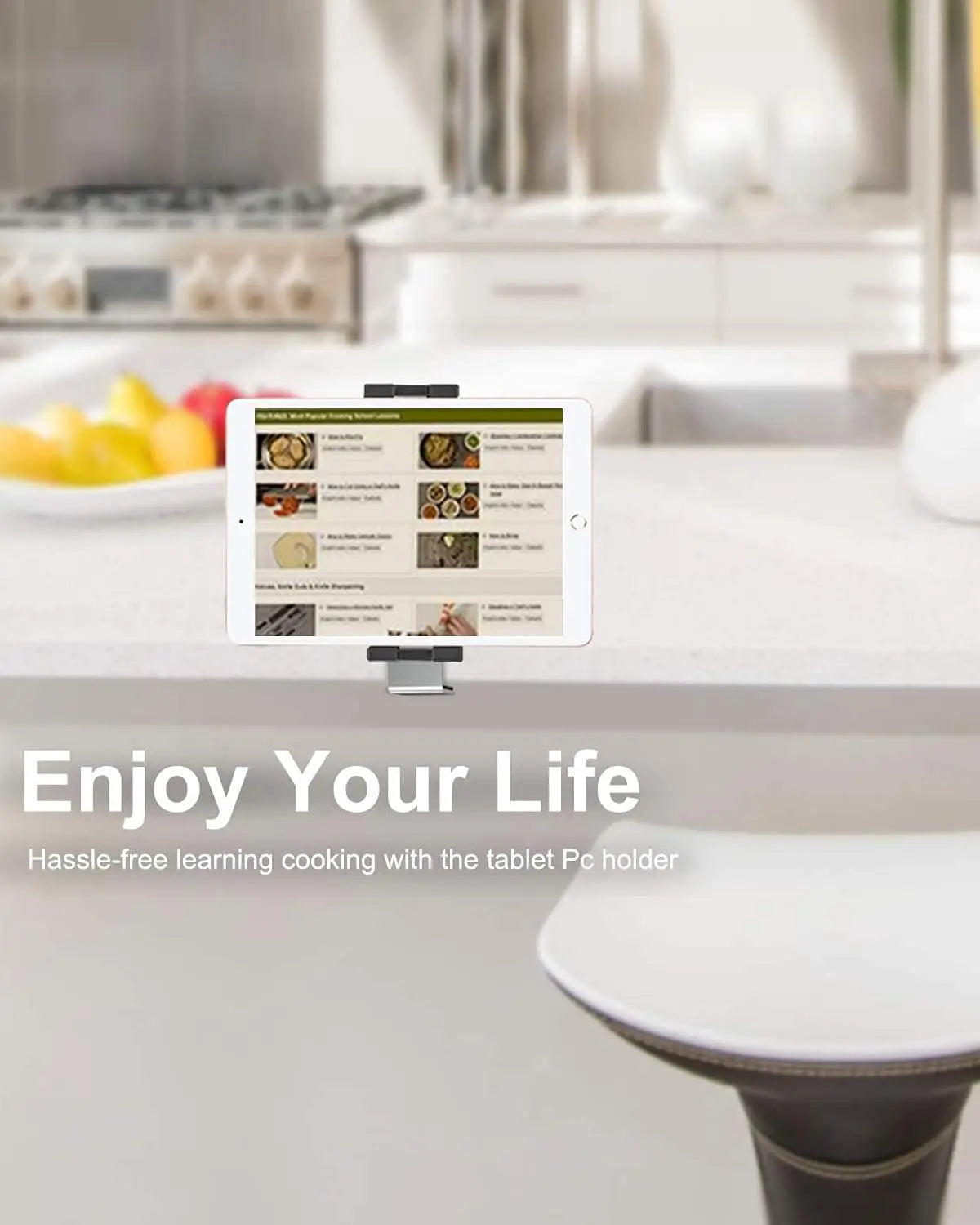 Support tablette cuisine à pince aluminium