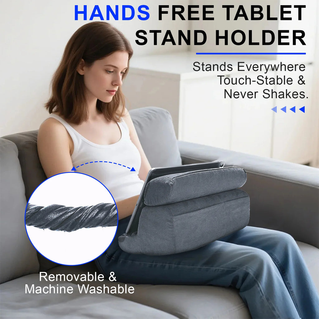 Support tablette coussin à poches