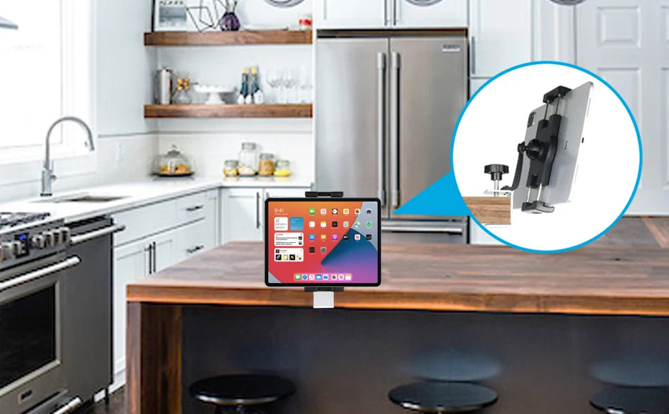 Support tablette cuisine à pince aluminium