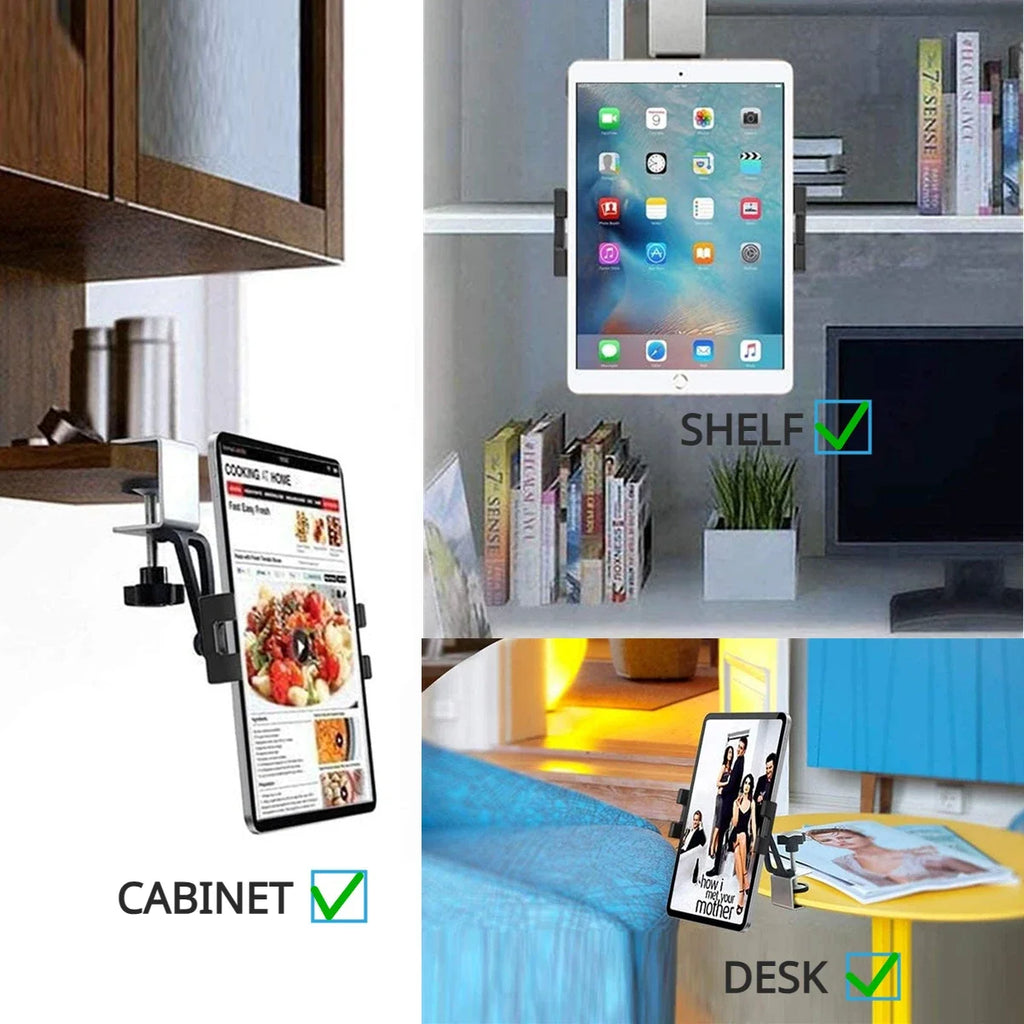 Support tablette cuisine à pince aluminium